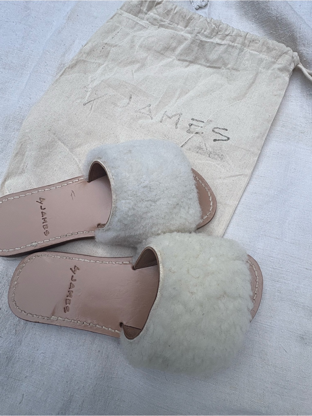 Shearling Slide Sandals With Leather Footbed Size 5 — image 5 of 8